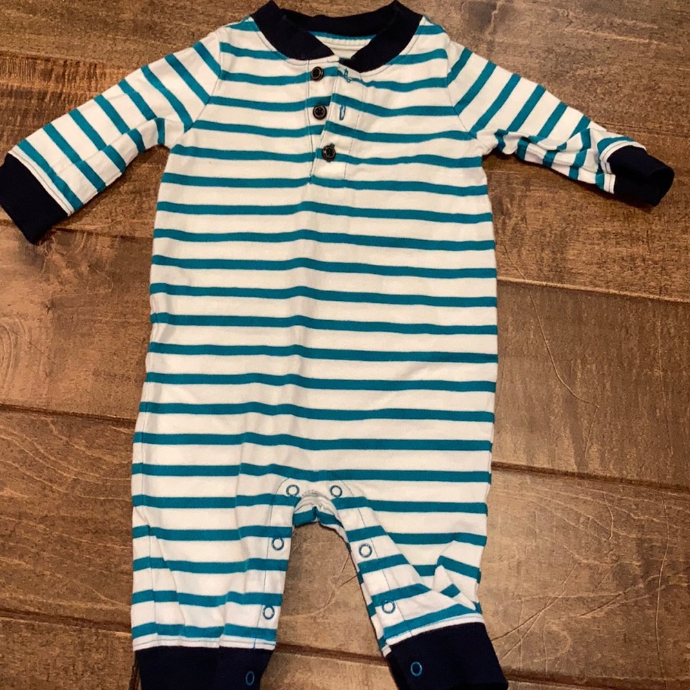 Teal + White Striped 0-3 month Jumper